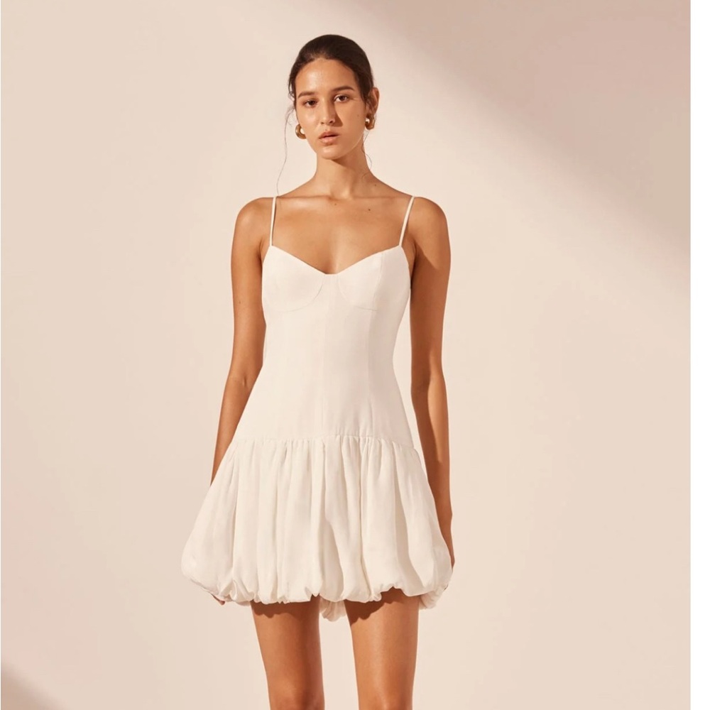 Shona Joy Vento Bustier Bubble Mini Drop Waist Dress white Sz 12 NWOT $340